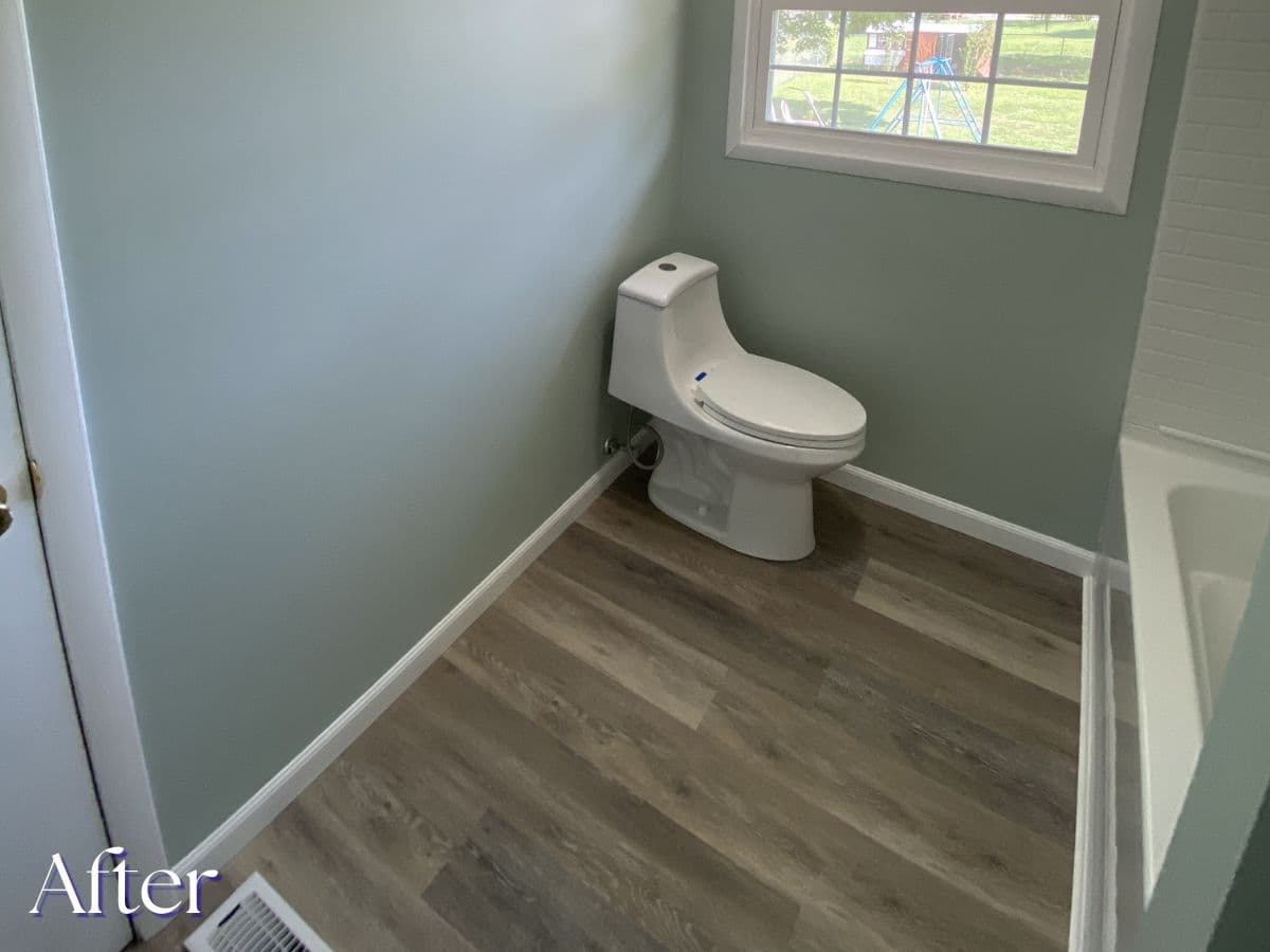 Bathroom after remodel - new tile and vanity by V&C Remodeling