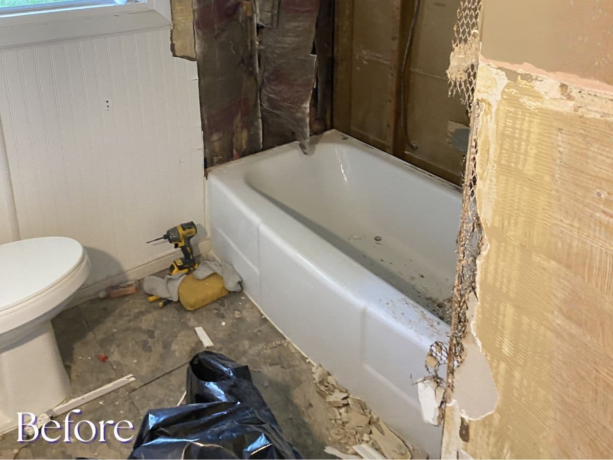 Bathroom before remodel - outdated tile and vanity in Bristol, TN